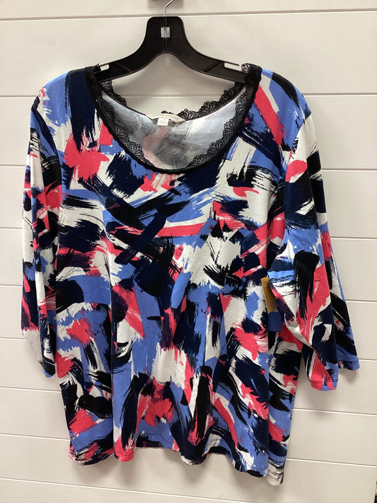 Top 3/4 Sleeve By Laura Ashley In Multi, Size:2X