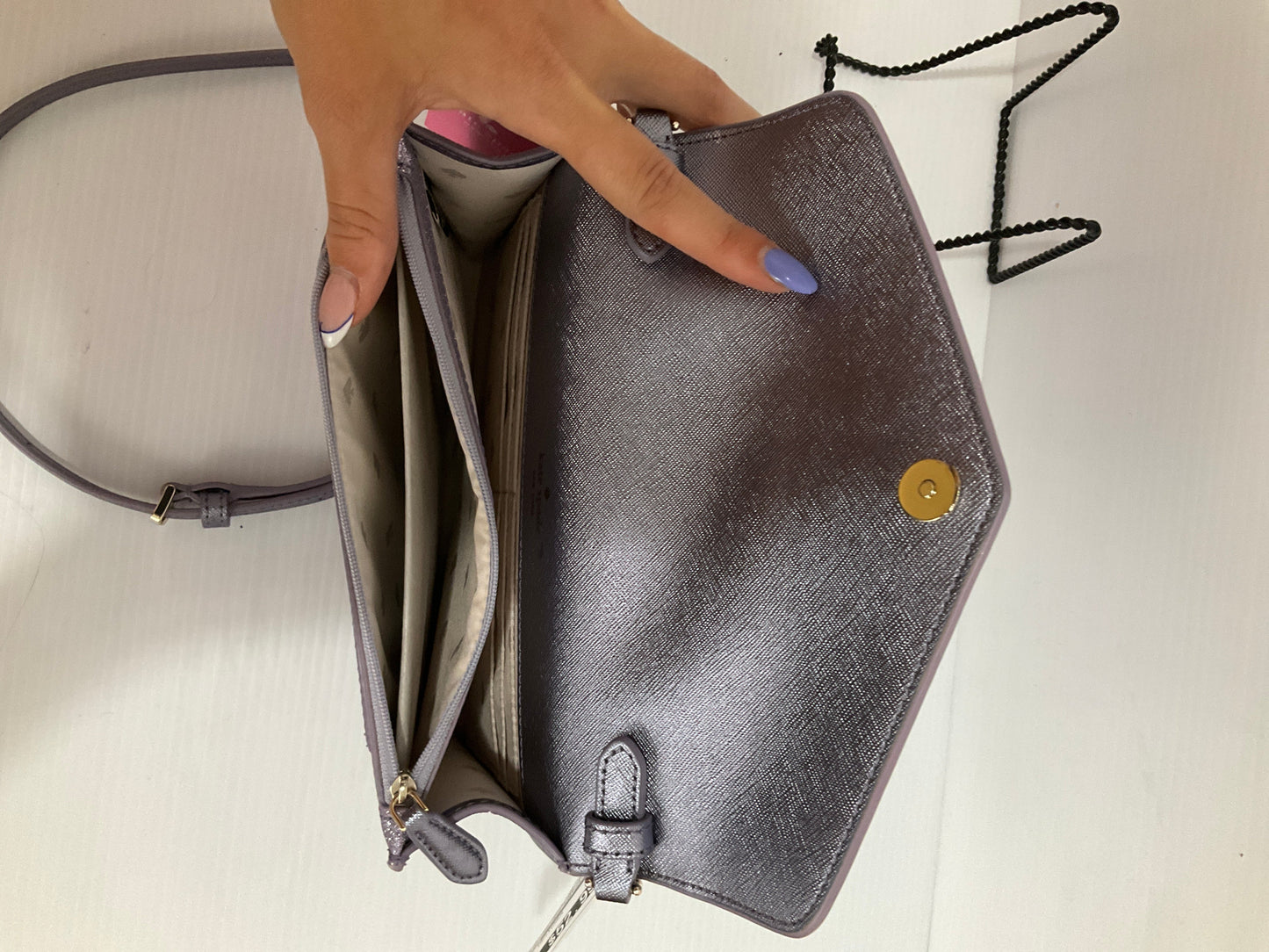 Crossbody Designer By Kate Spade In Purple, Size:Small