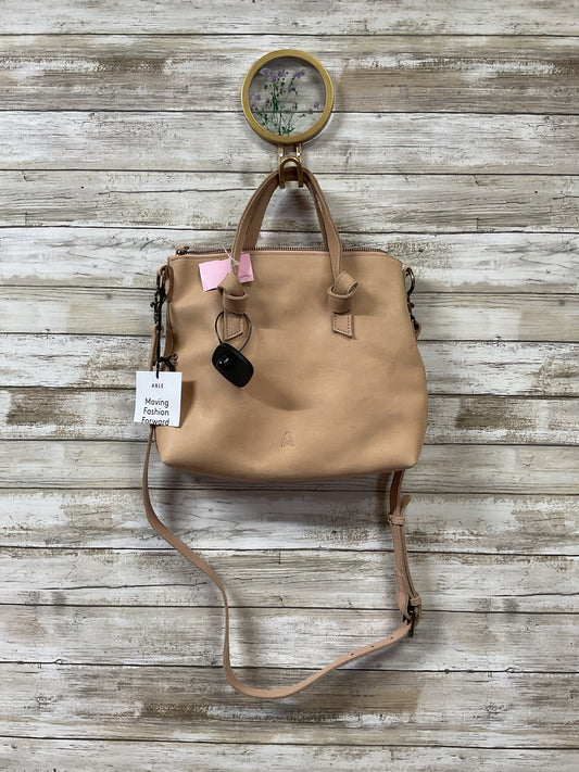 Crossbody Leather By Able In Beige, Size:Medium