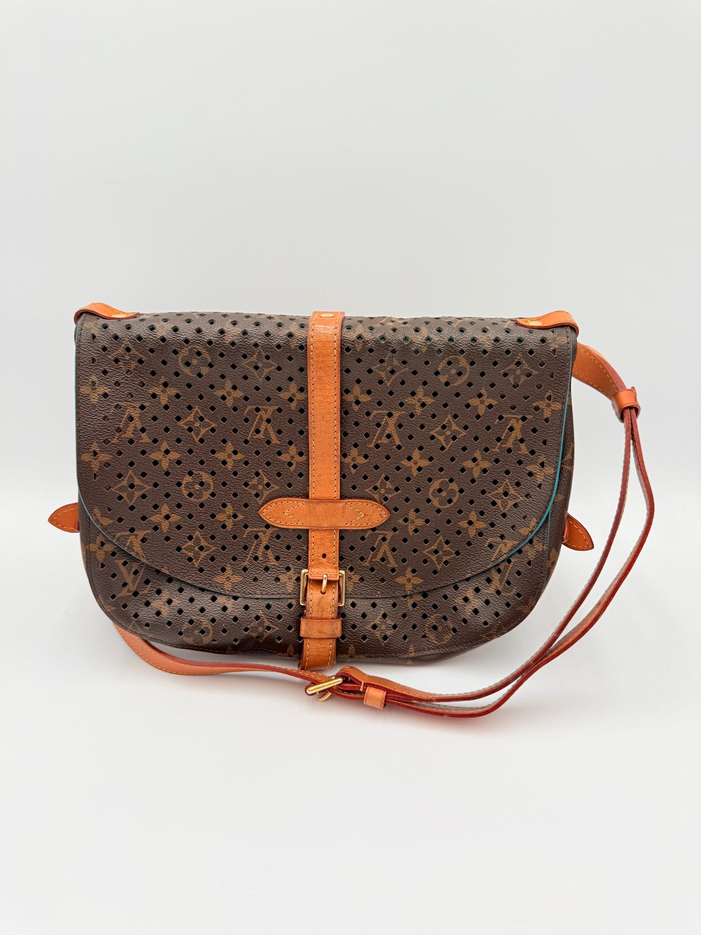 Crossbody Luxury Designer By Louis Vuitton In Blue & Brown, Size:Medium