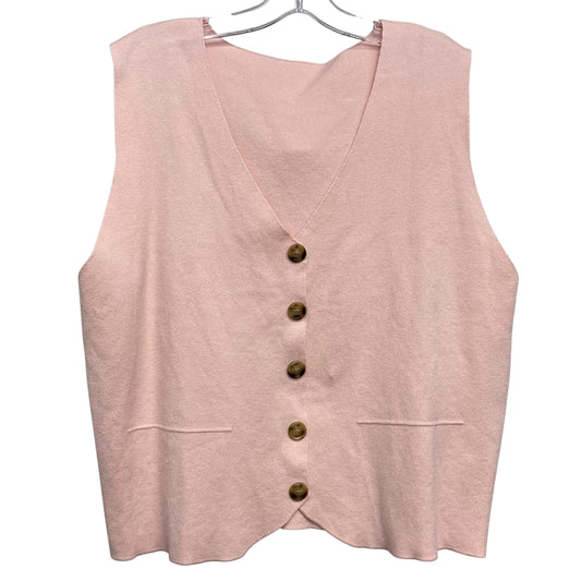 Vest Sweater In Pink, Size:1X