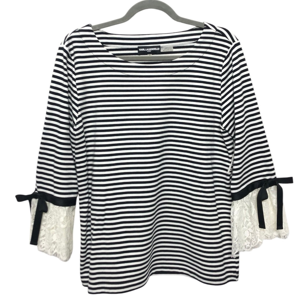 Top Ls Designer By Karl Lagerfeld In Black & White, Size:S