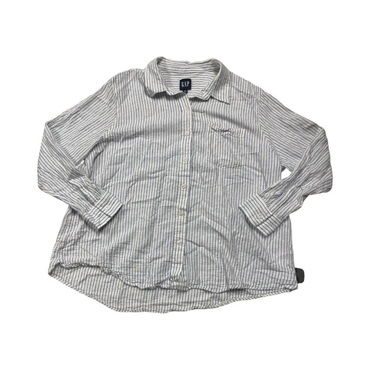 Blouse Ls By Gap In Striped Pattern, Size:1X