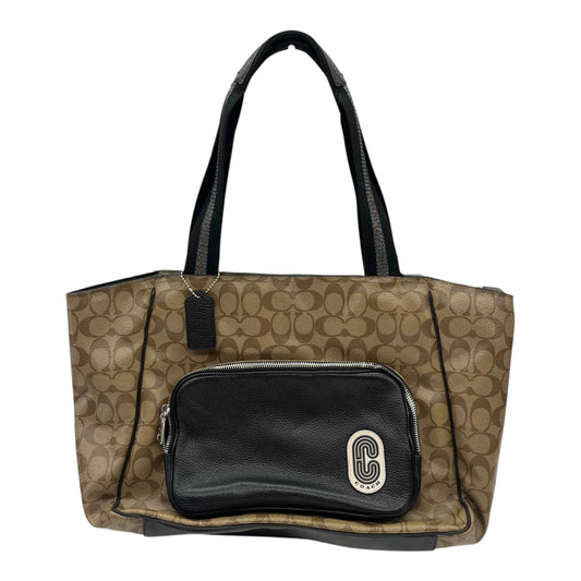 Handbag Designer By Coach In Black & Brown, Size:Large