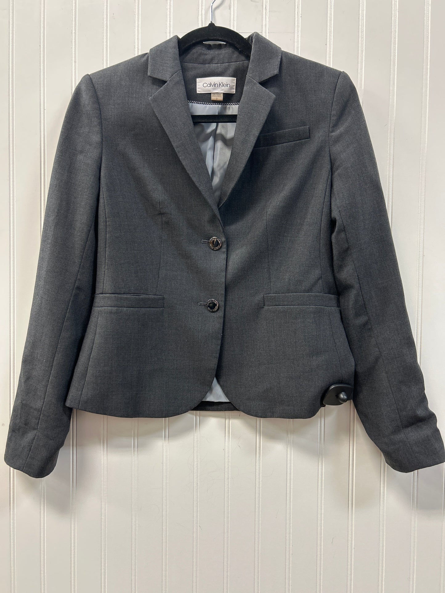 Blazer By Calvin Klein In Grey, Size:2