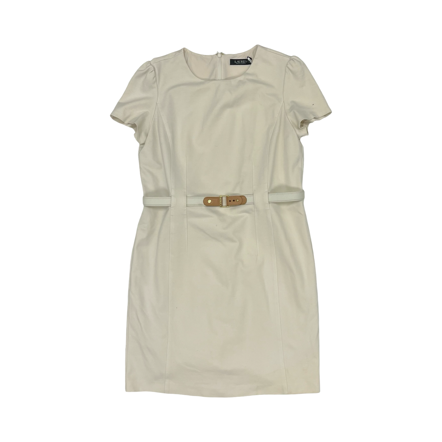 Dress Work By Lauren By Ralph Lauren In Cream, Size:12