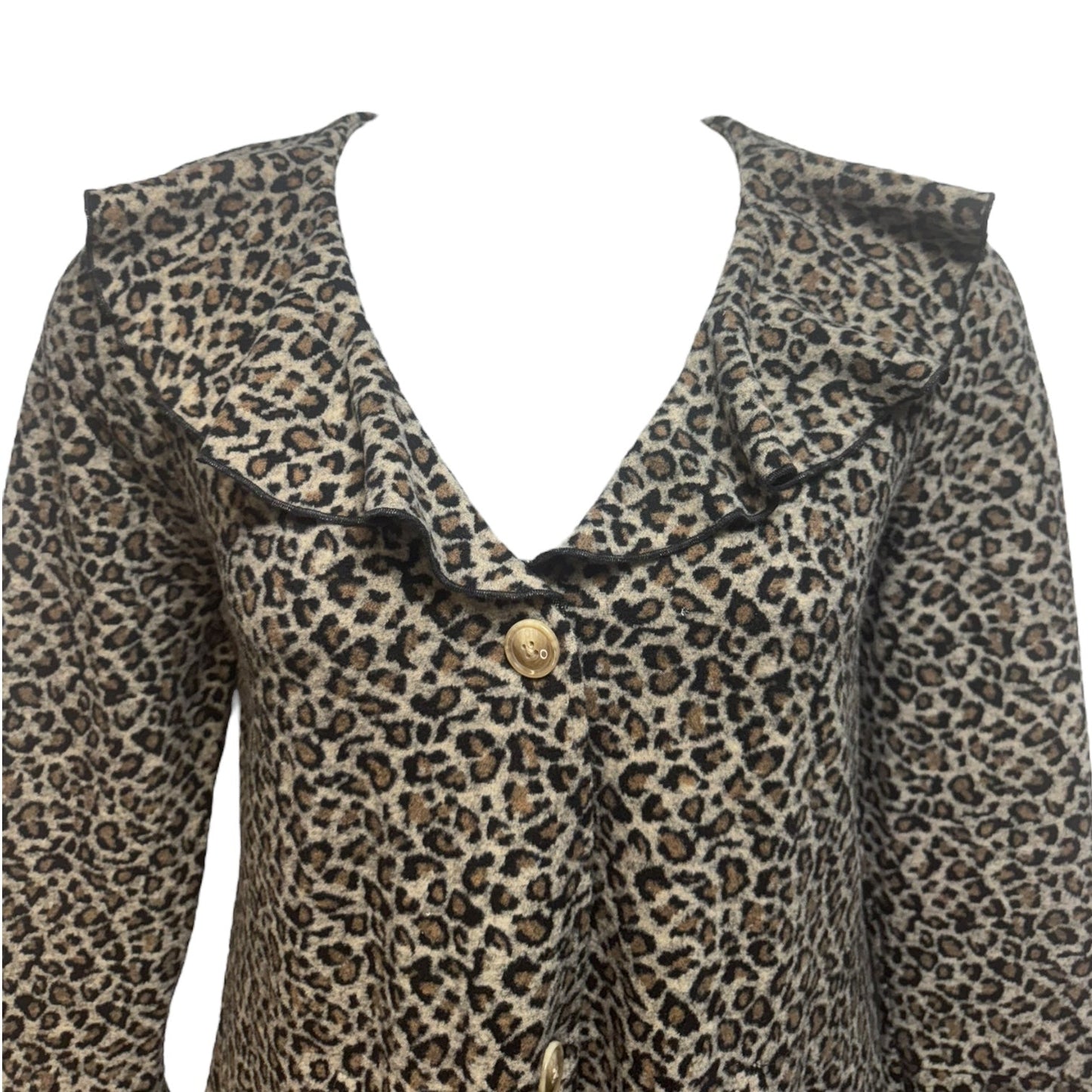Ruffle Sweater Cardigan By J Mclaughlin In Animal Print, Size: M