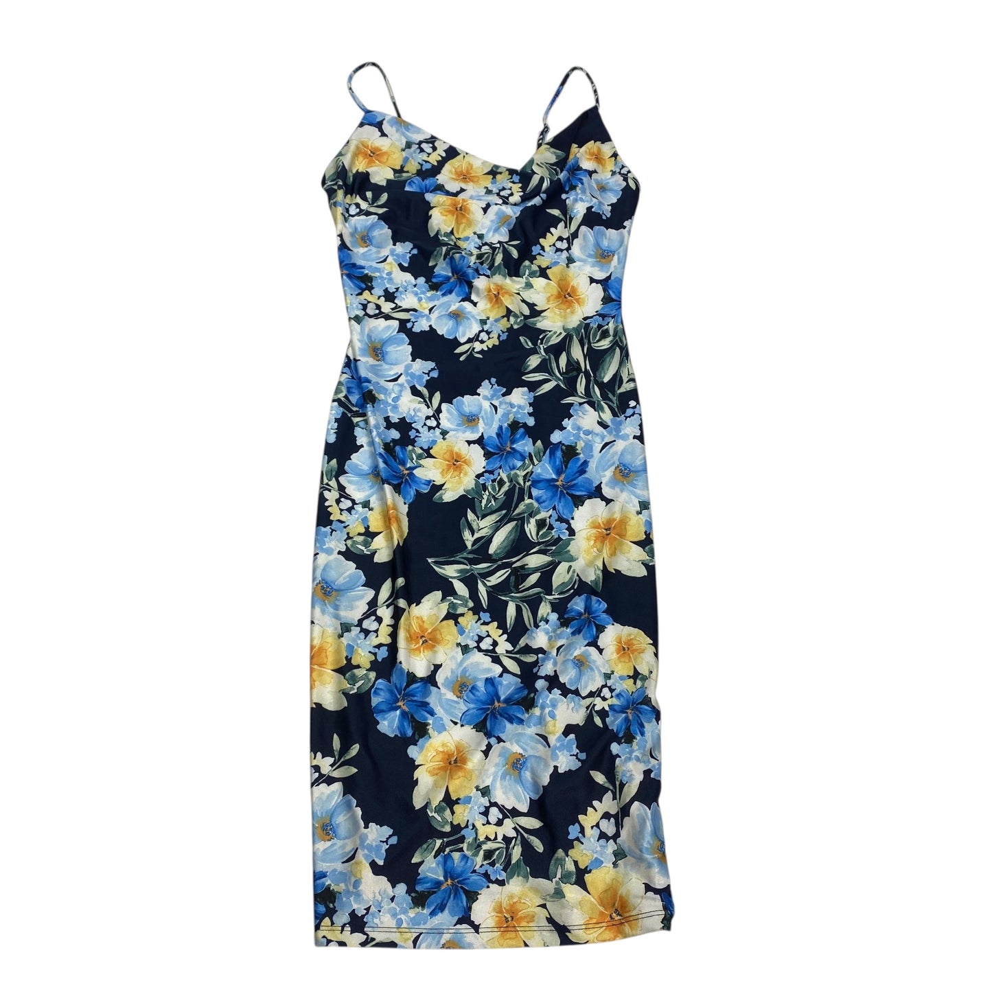 Dress Casual Midi By Iris In Blue & Yellow, Size:M