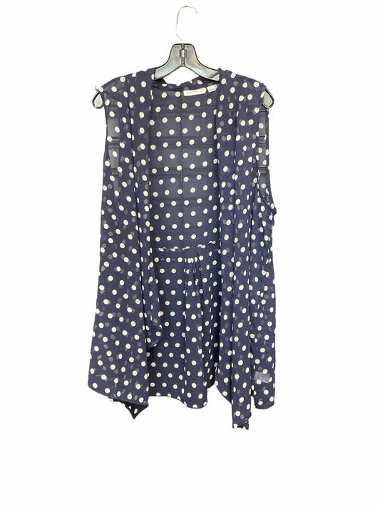 Cardigan By Susan Graver In Blue & White, Size:Xl