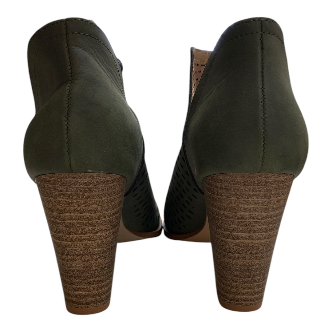 Sandals Heels Block By Restricted In Green, Size:8.5