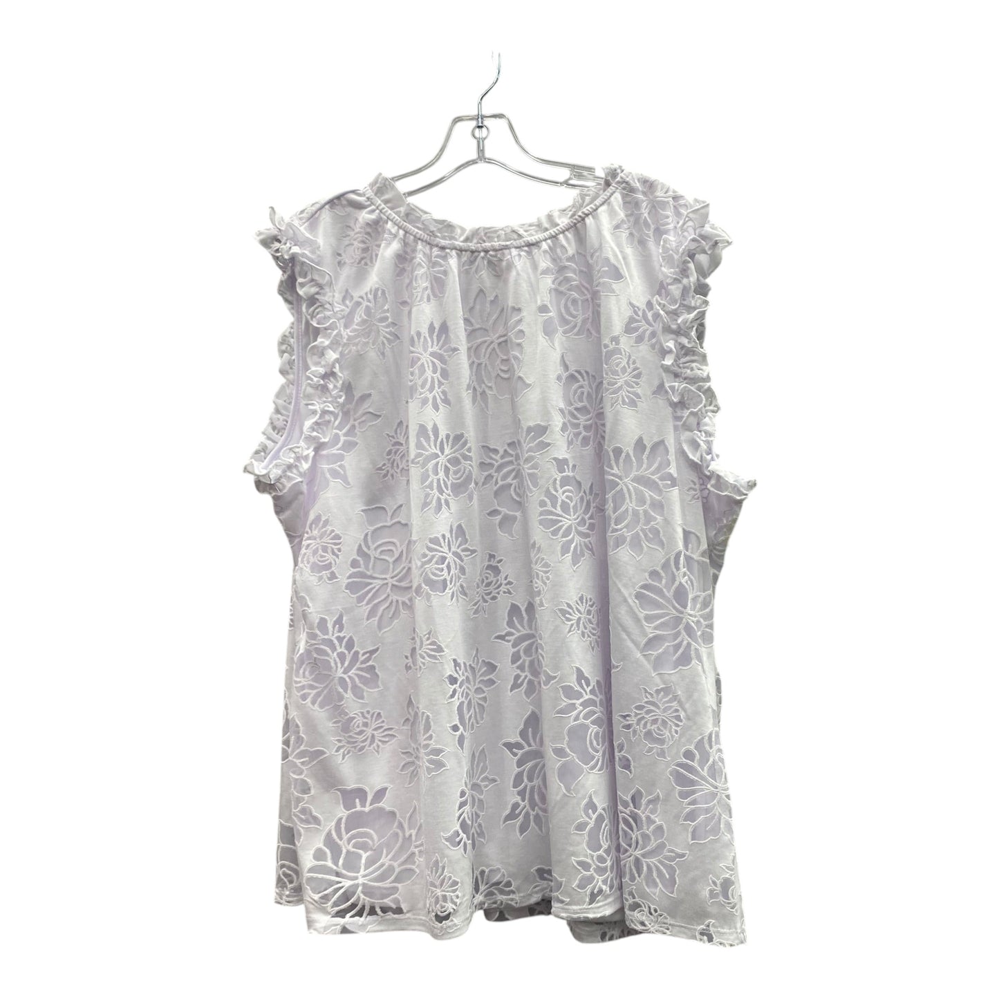 Top Sleeveless By Notations In White, Size:3X
