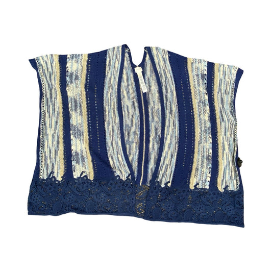 Sweater Cardigan By Chicos In Blue & White, Size:Xl