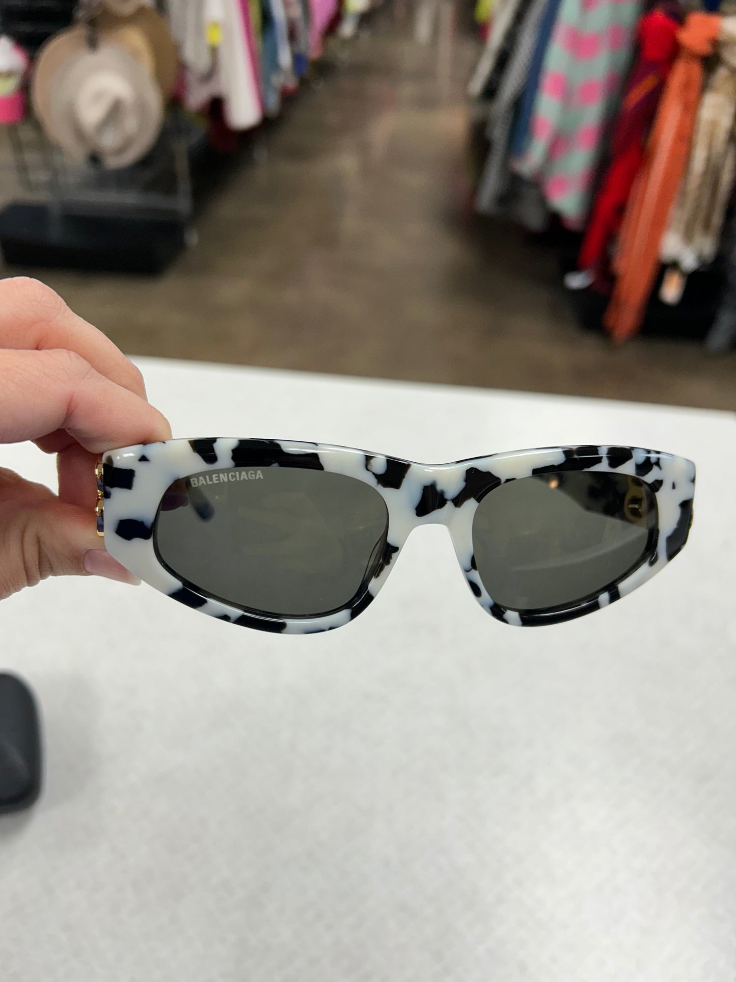 Sunglasses Luxury Designer By Balenciaga In Black & White