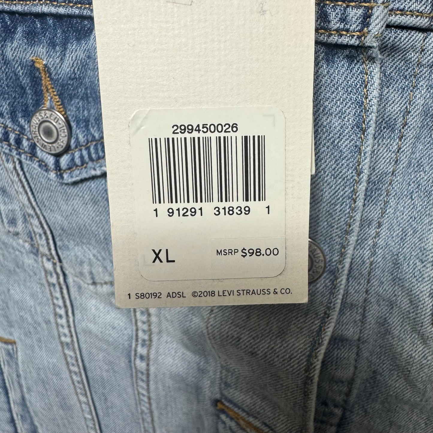 Jacket Denim By Levis In Blue Denim, Size: XL