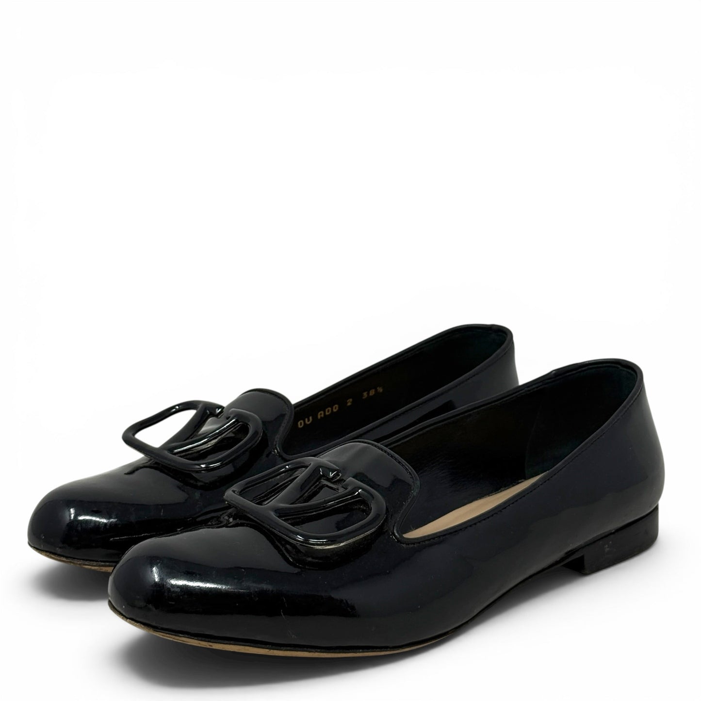 VLogo Patent Leather Loafers Luxury Designer By Valentino-garavani In Black, Size: 8.5 (IT 38.5)