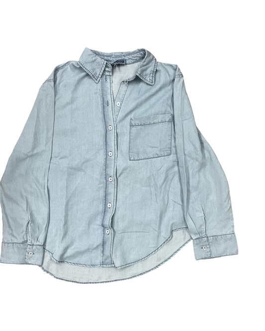 Blouse Ls By Clothes Mentor In Blue Denim, Size:M