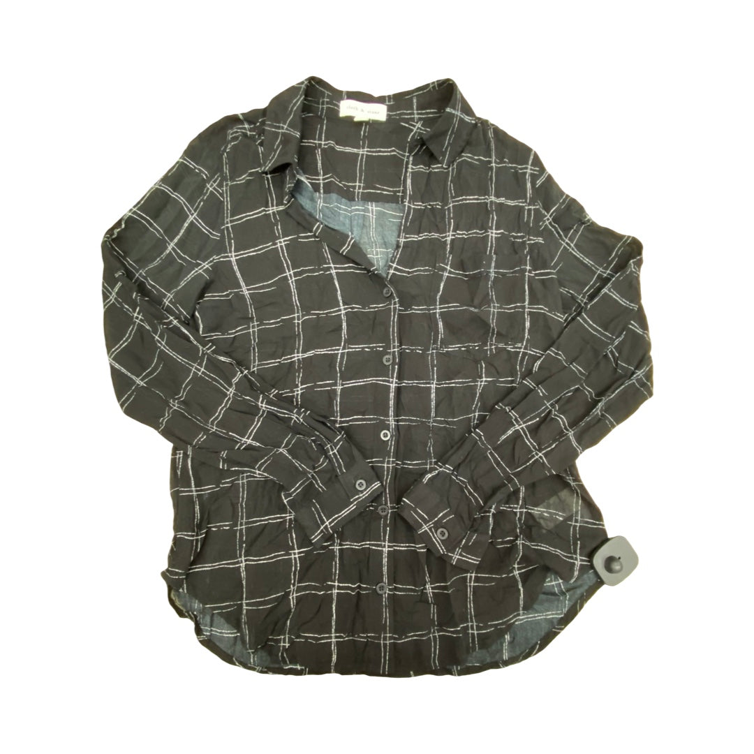 Top Ls By Cloth & Stone In Black & White, Size:S