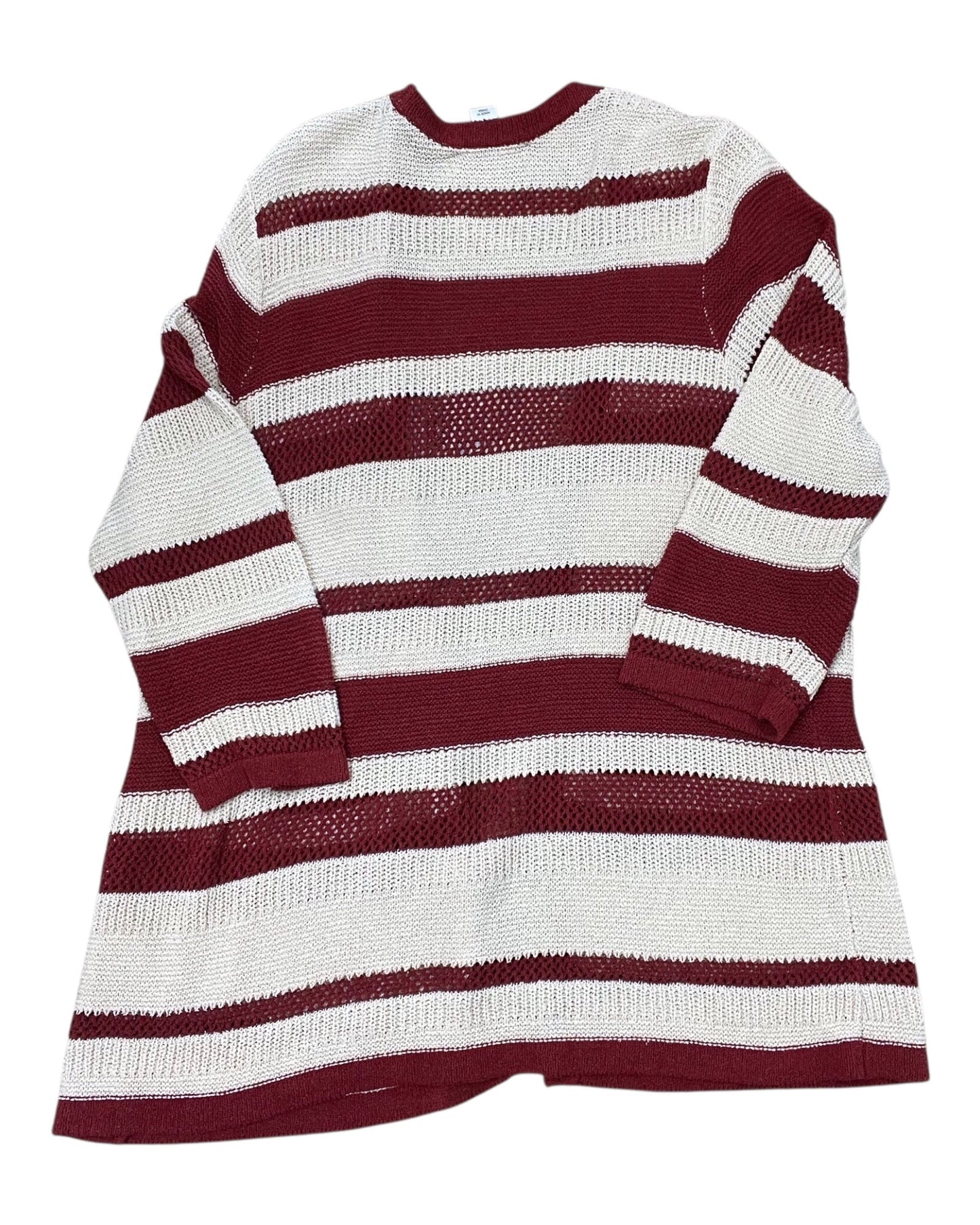 Cardigan By Cj Banks In Cream & Red, Size:1X