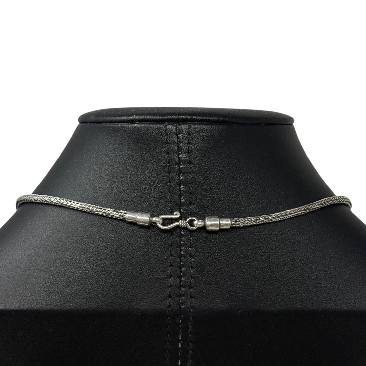 Sterling Silver Mabe Pearl Scrollwork Pendant & Wheat Chain Necklace