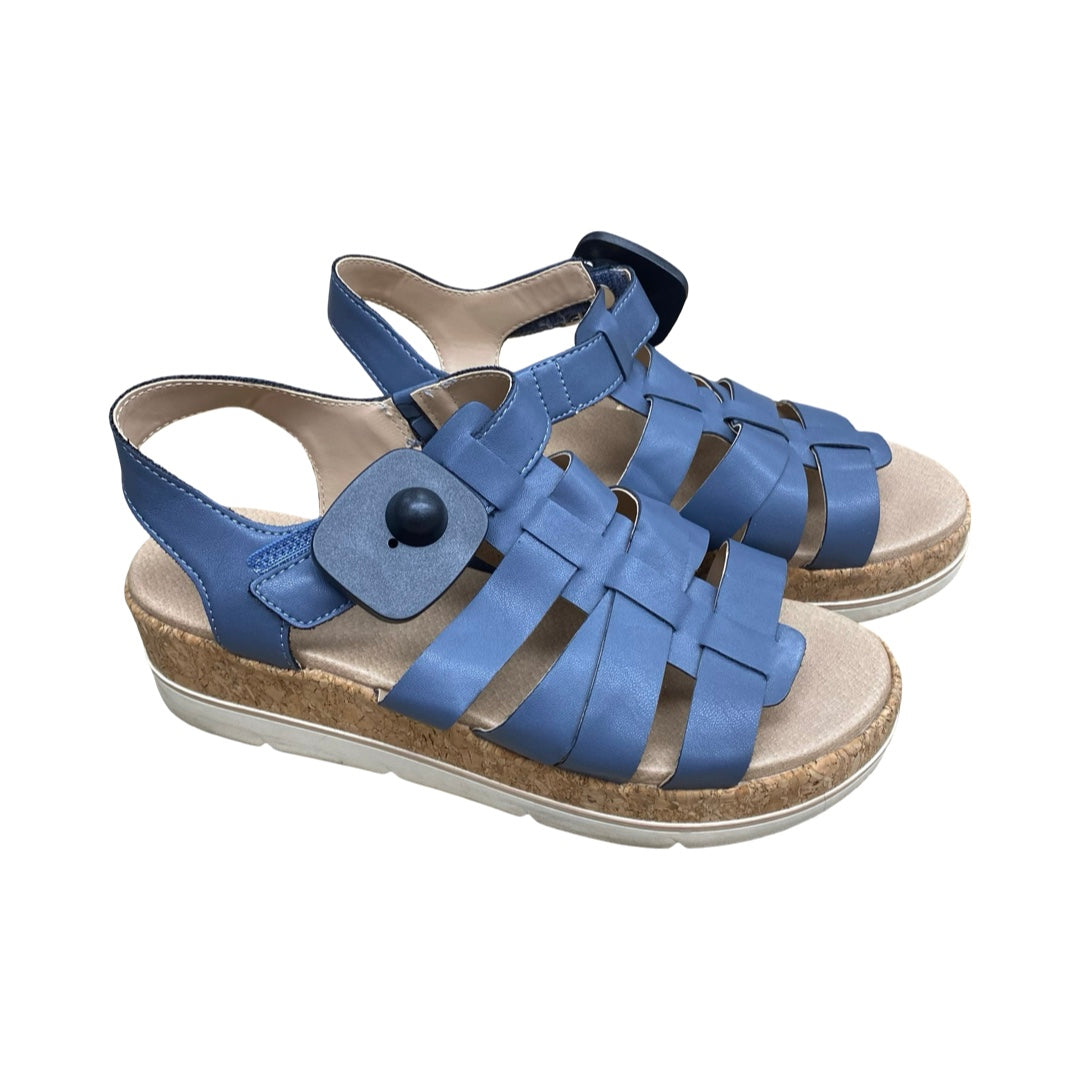 Sandals Heels Platform By Dr Scholls In Blue, Size:7.5