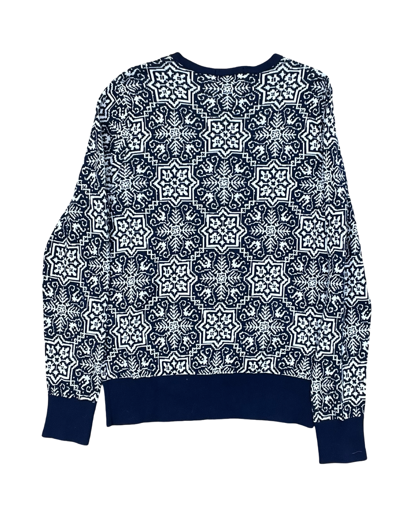 Cardigan By Lands End In Blue & White, Size:M