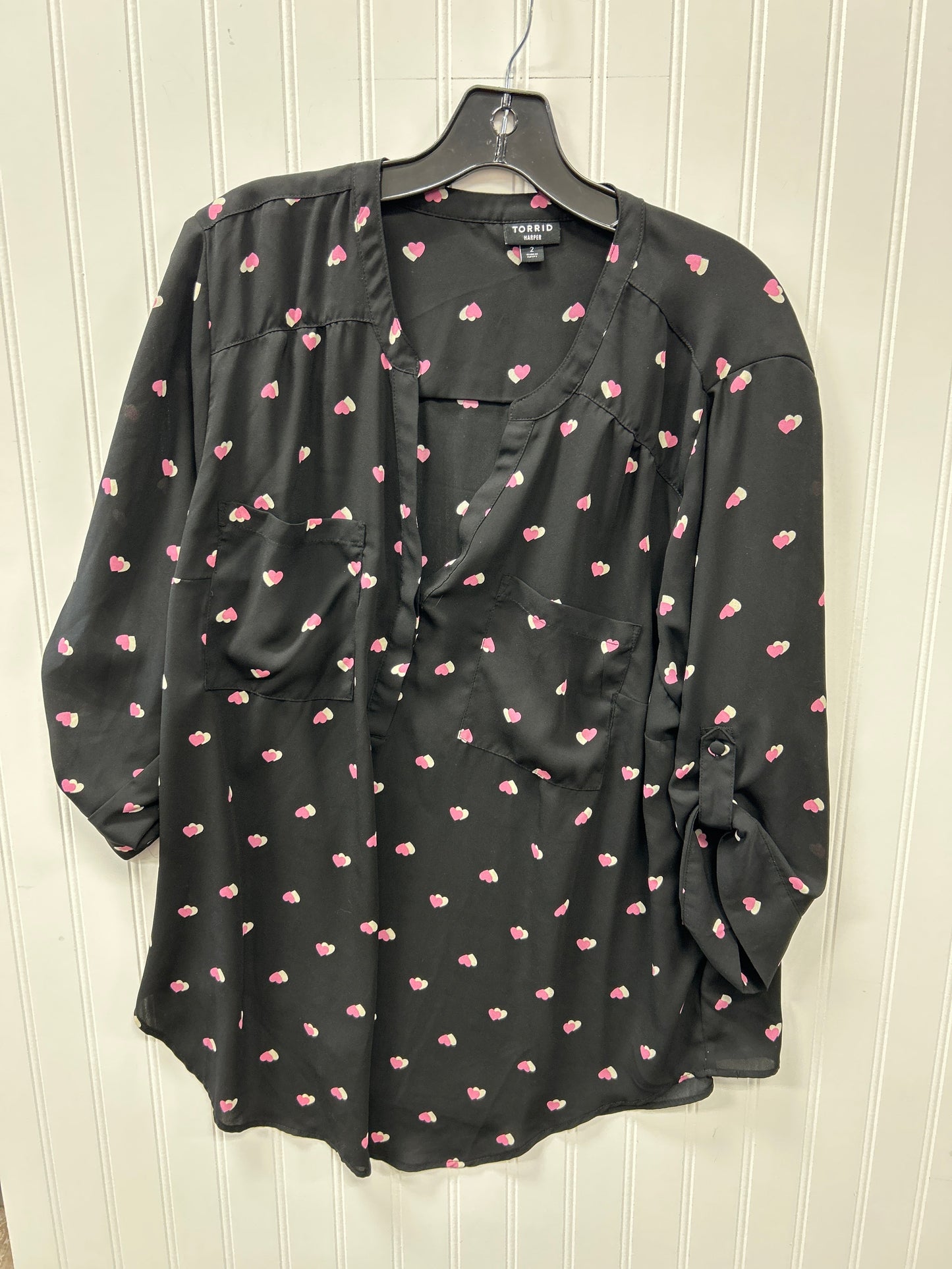 Blouse Ls By Torrid In Black, Size:2X