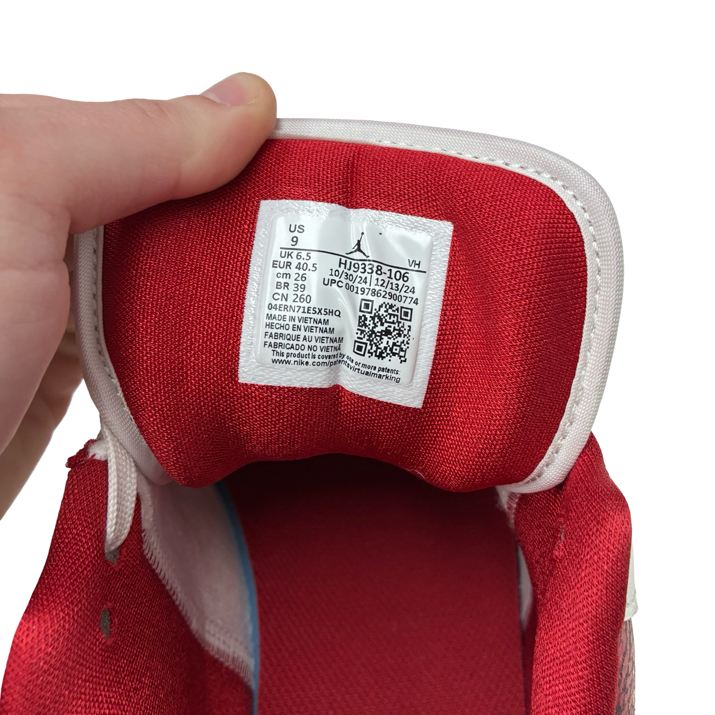 Shoes Luxury Designer By Jordan In Red & White, Size:9