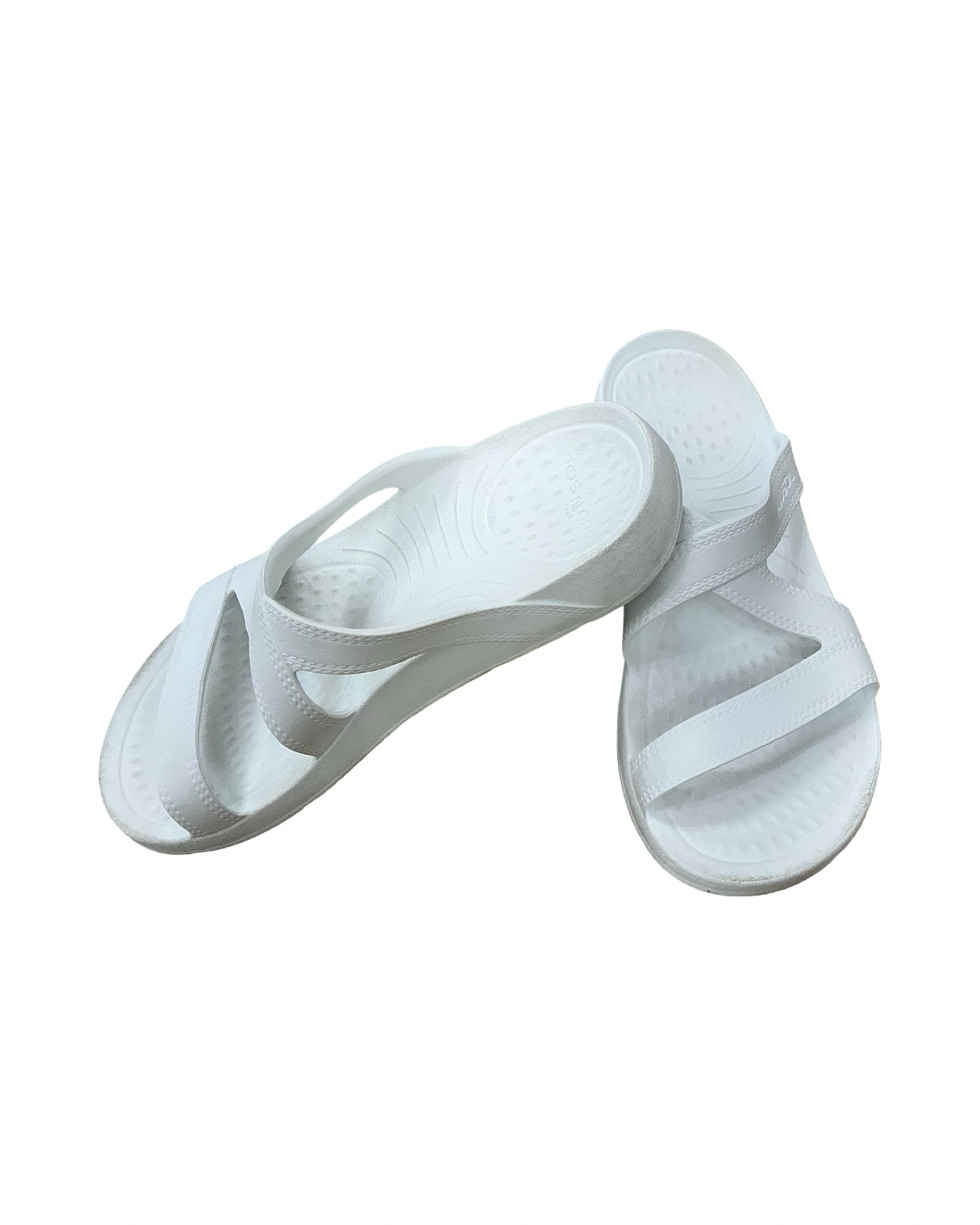 Sandals Flats By Clothes Mentor In White, Size:8