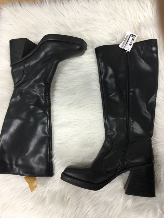 Boots Mid-Calf Heels By Forever 21 In Black & Blue, Size:10