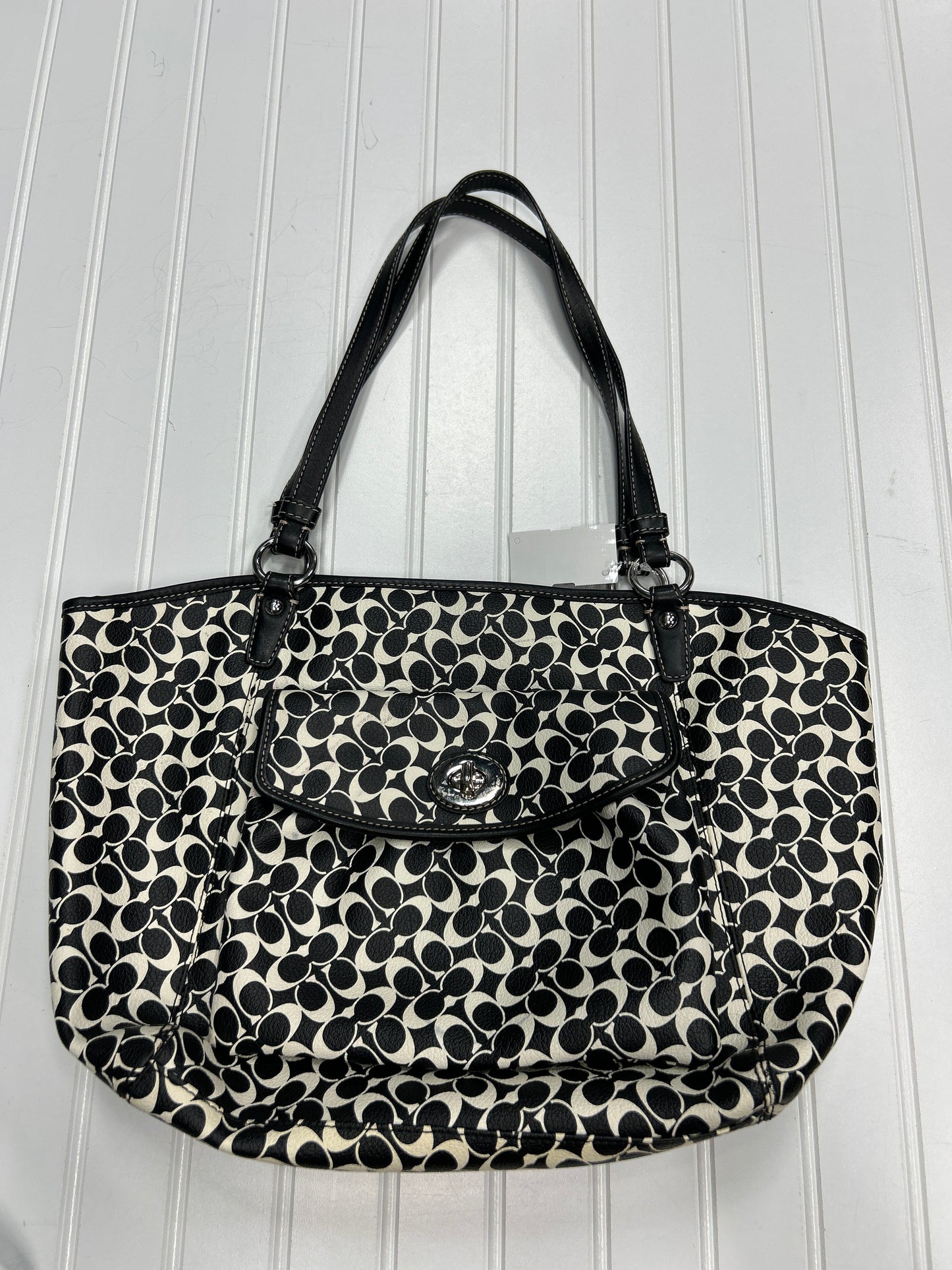 Handbag Designer By Coach In Blue & White, Size:Large