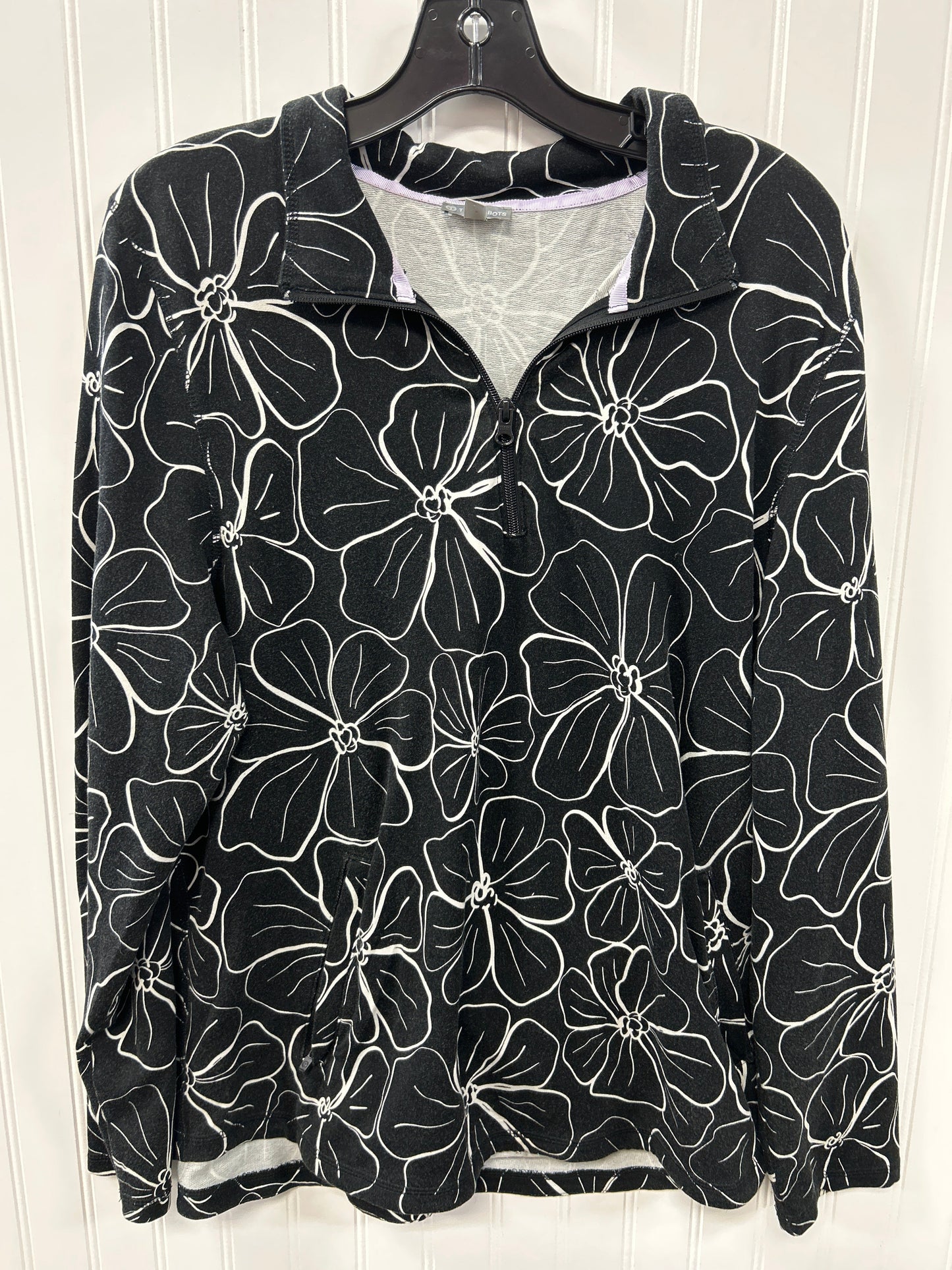 Athletic Top Ls Collar By Talbots In Black, Size:Xl