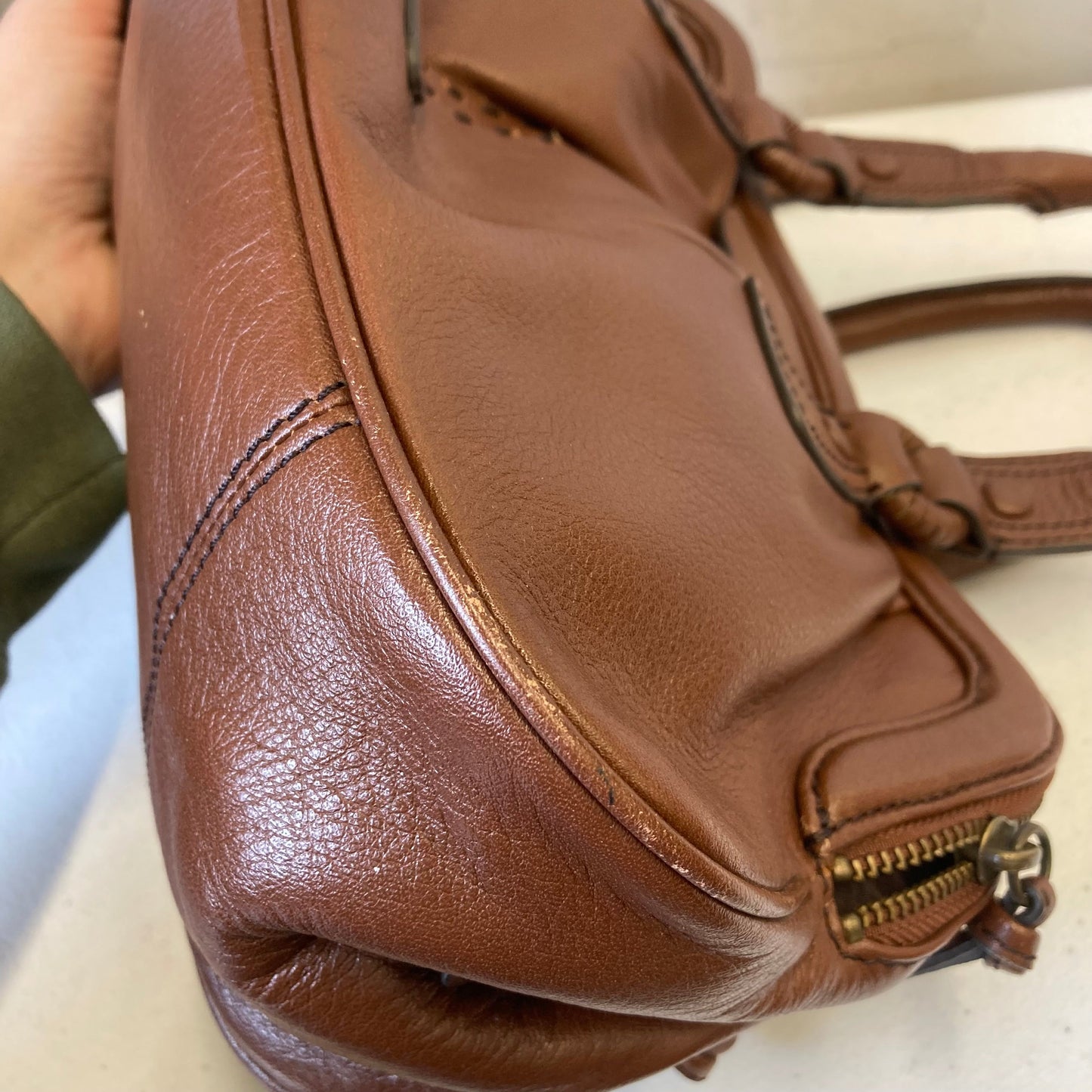 Handbag Leather By Cole-Haan In Brown, Size:Medium