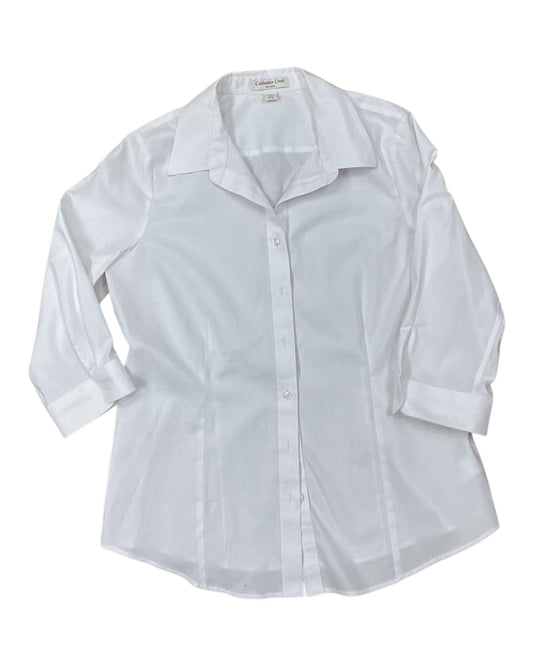 Blouse 3/4 Sleeve By Coldwater Creek In White, Size:M