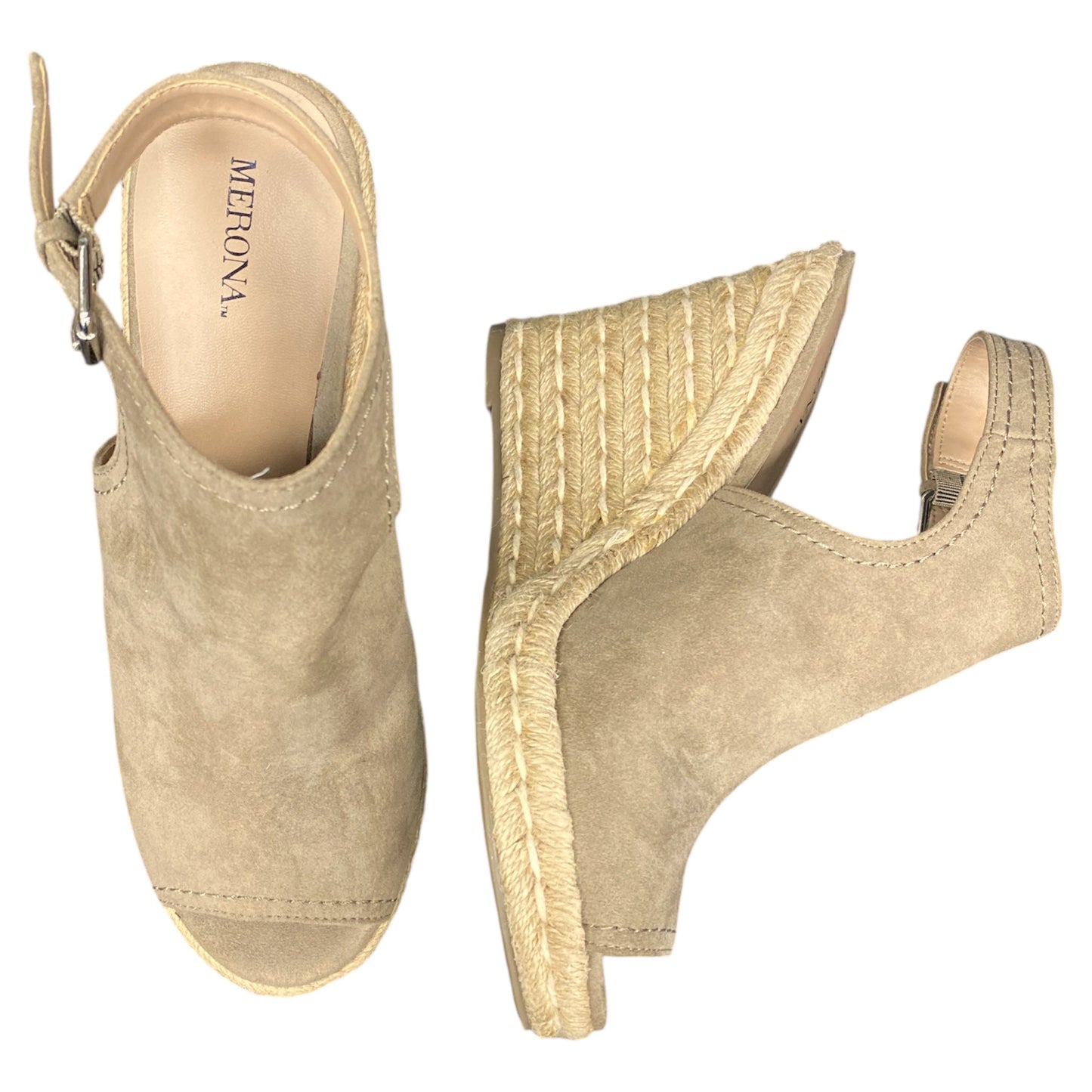 Sandals Heels Wedge By Merona In Taupe, Size:9.5