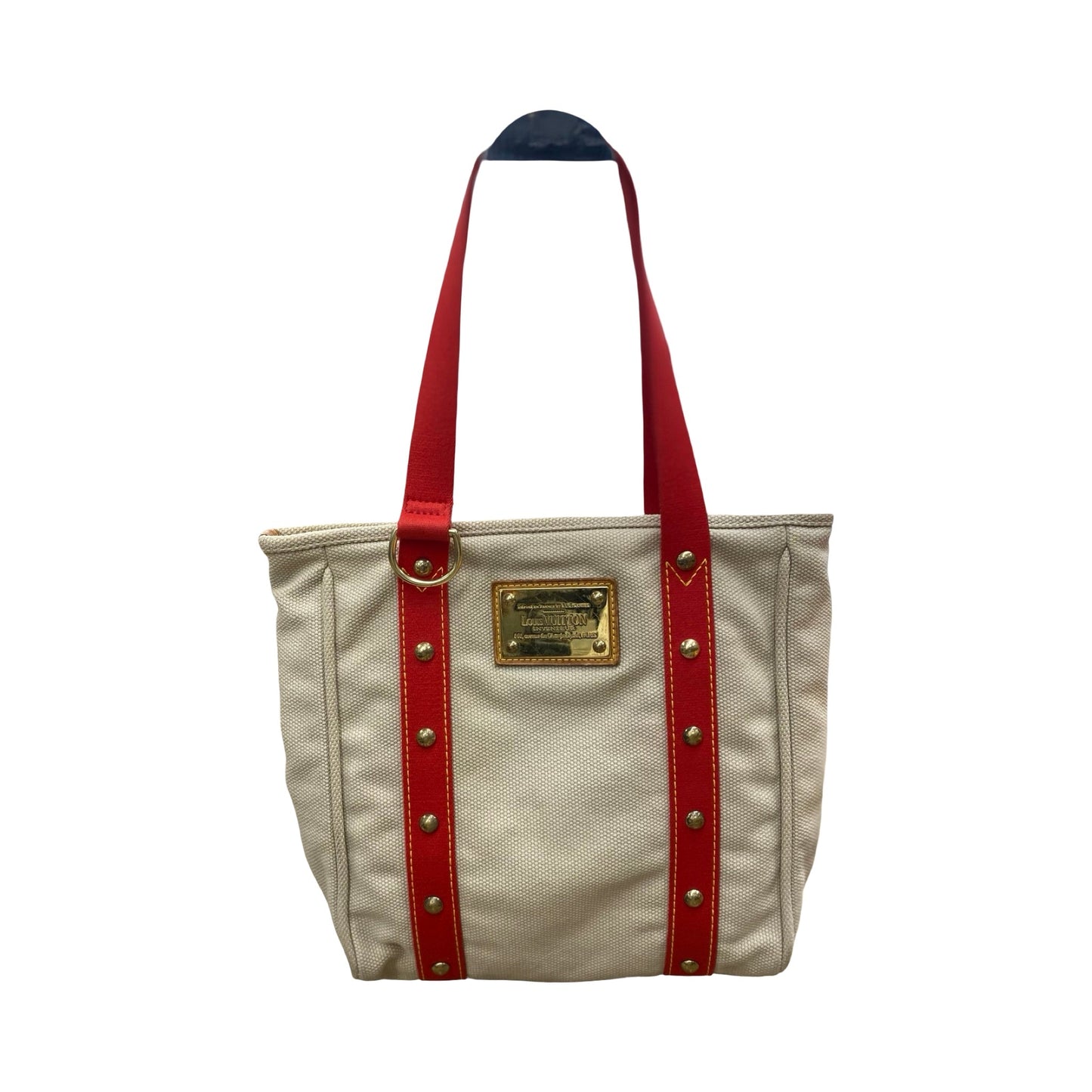 Handbag Luxury Designer By Louis Vuitton In Red & Tan, Size:Medium