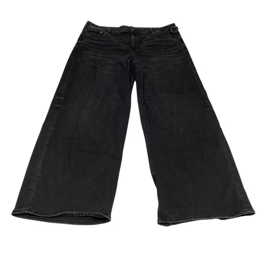 Jeans Wide Leg By American Eagle In Black Denim, Size:16