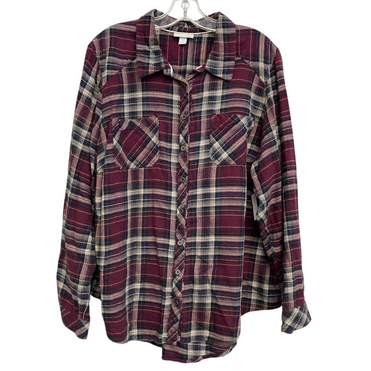 Top Ls By Westport In Plaid Pattern, Size:2X