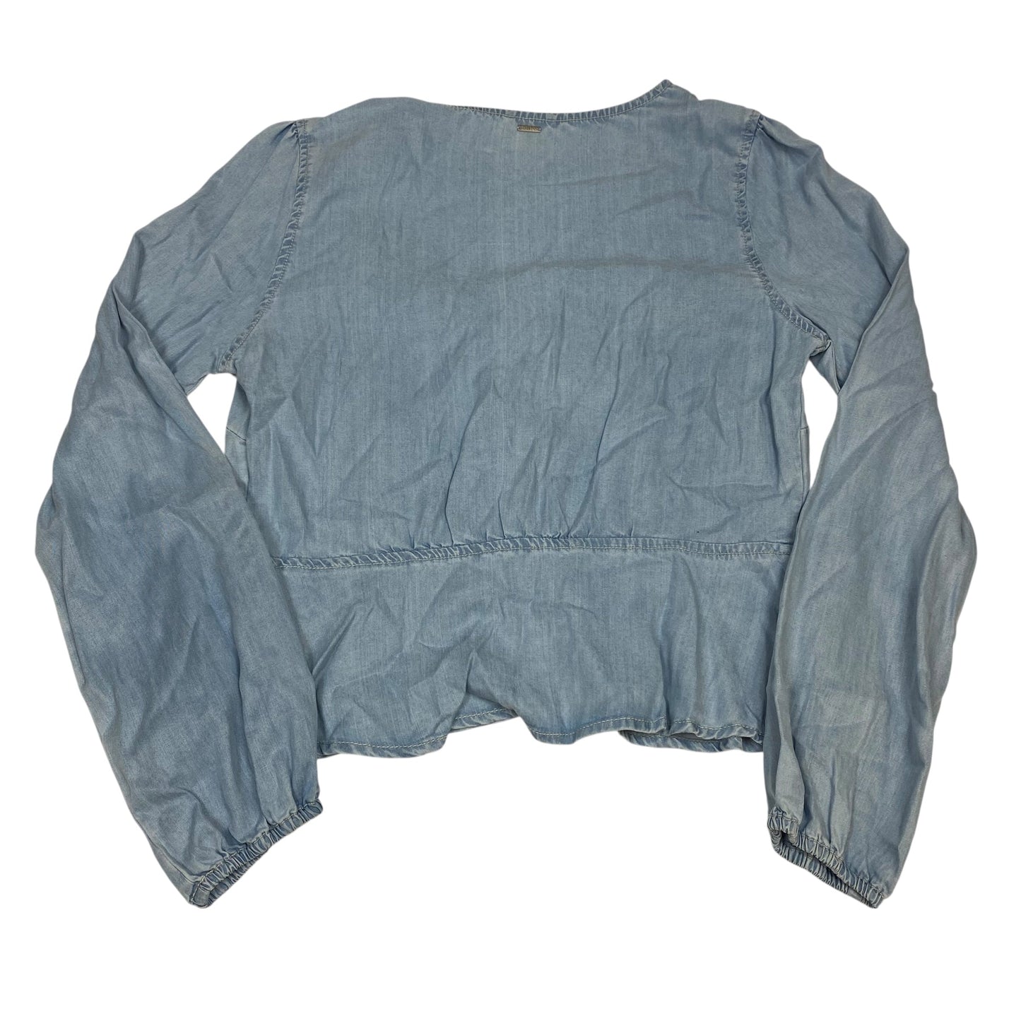 Blouse Ls By Guess In Blue Denim, Size:L