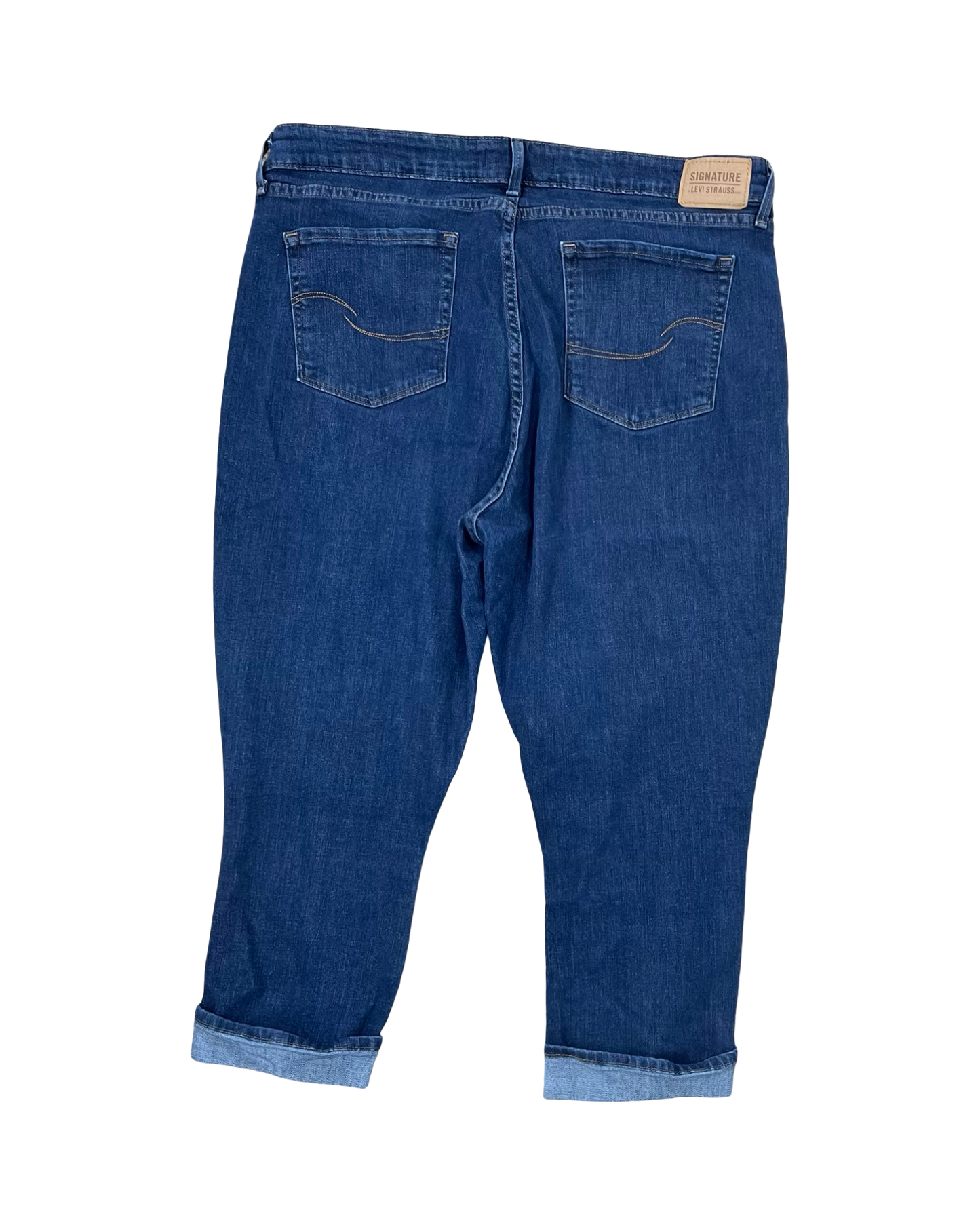 Jeans Cropped By Levis In Blue Denim, Size:18