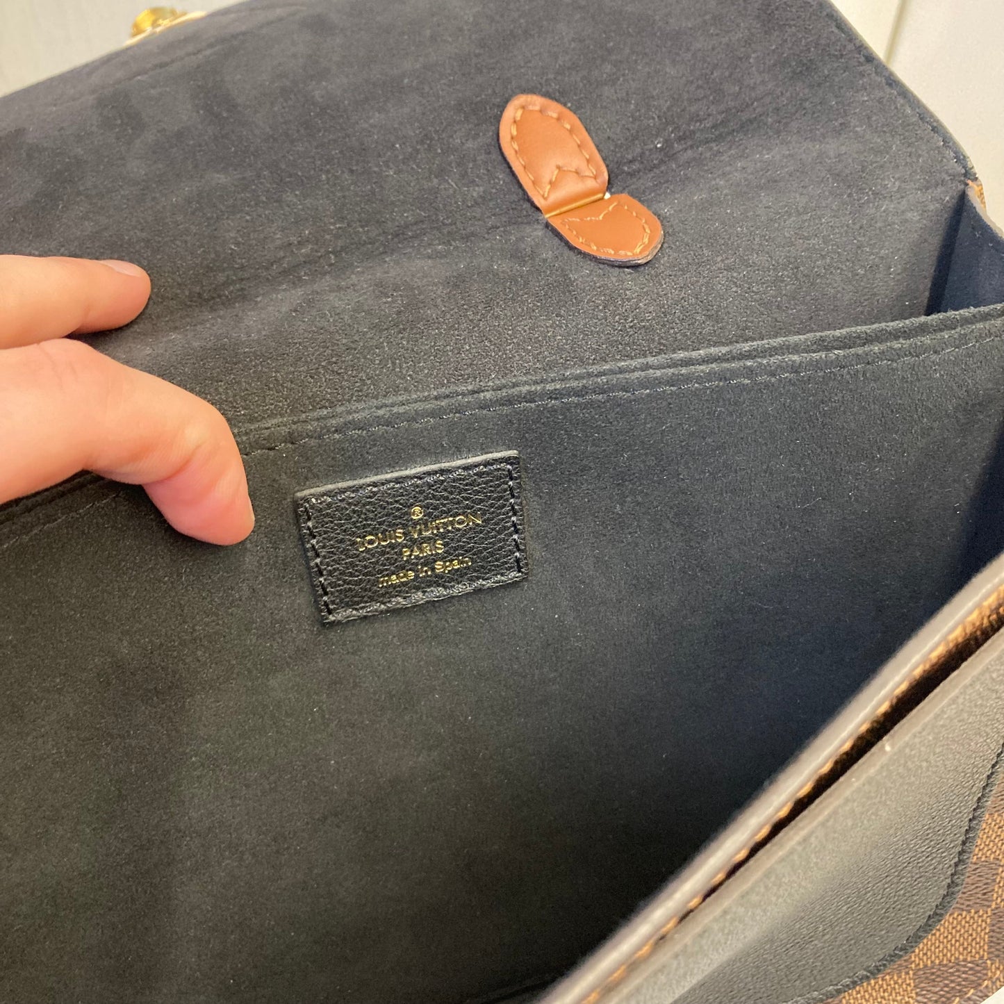 Handbag Luxury Designer By Louis Vuitton In Brown & Tan, Size:Small