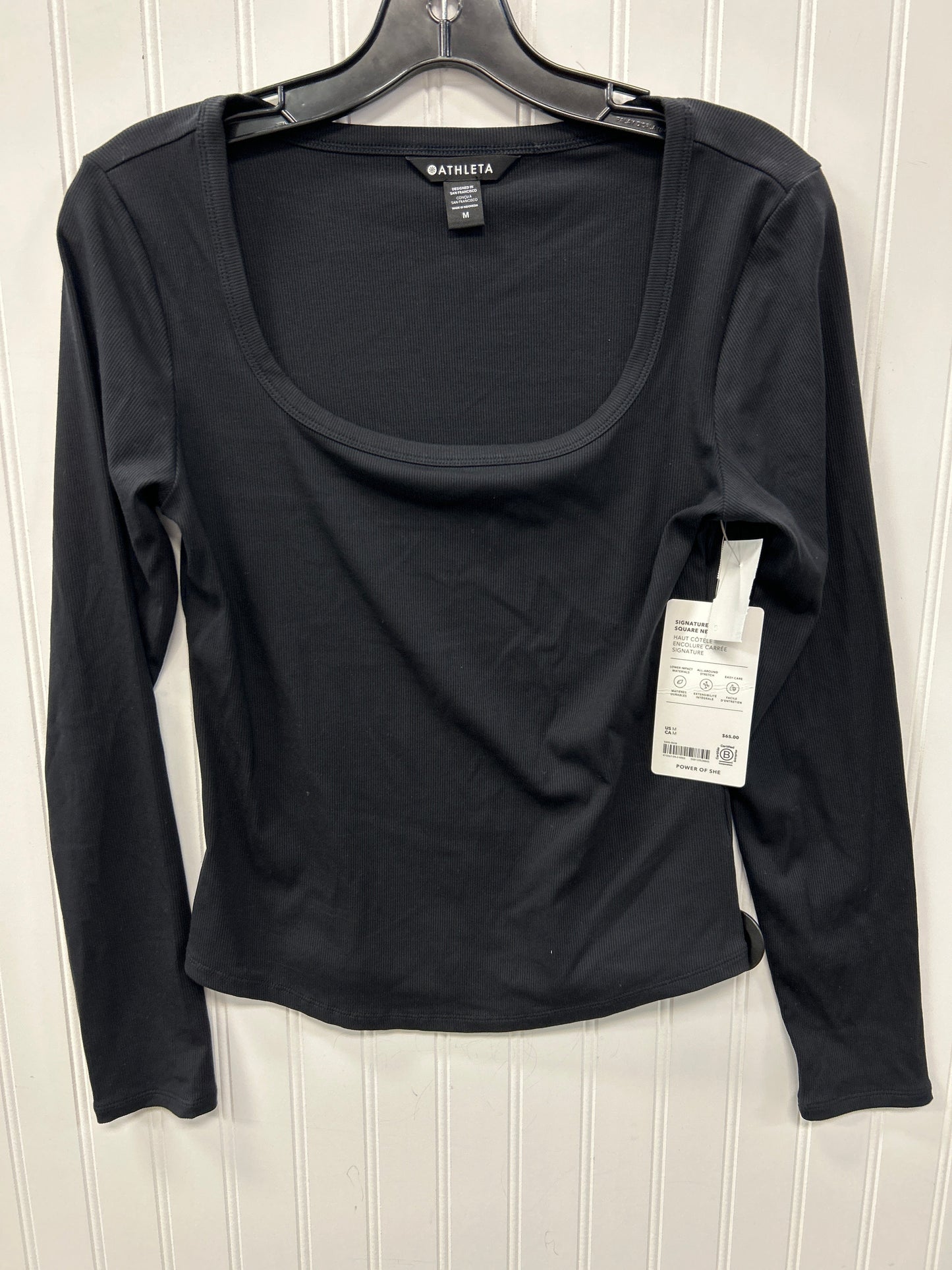 Athletic Top Ls Crewneck By Athleta In Black, Size:M