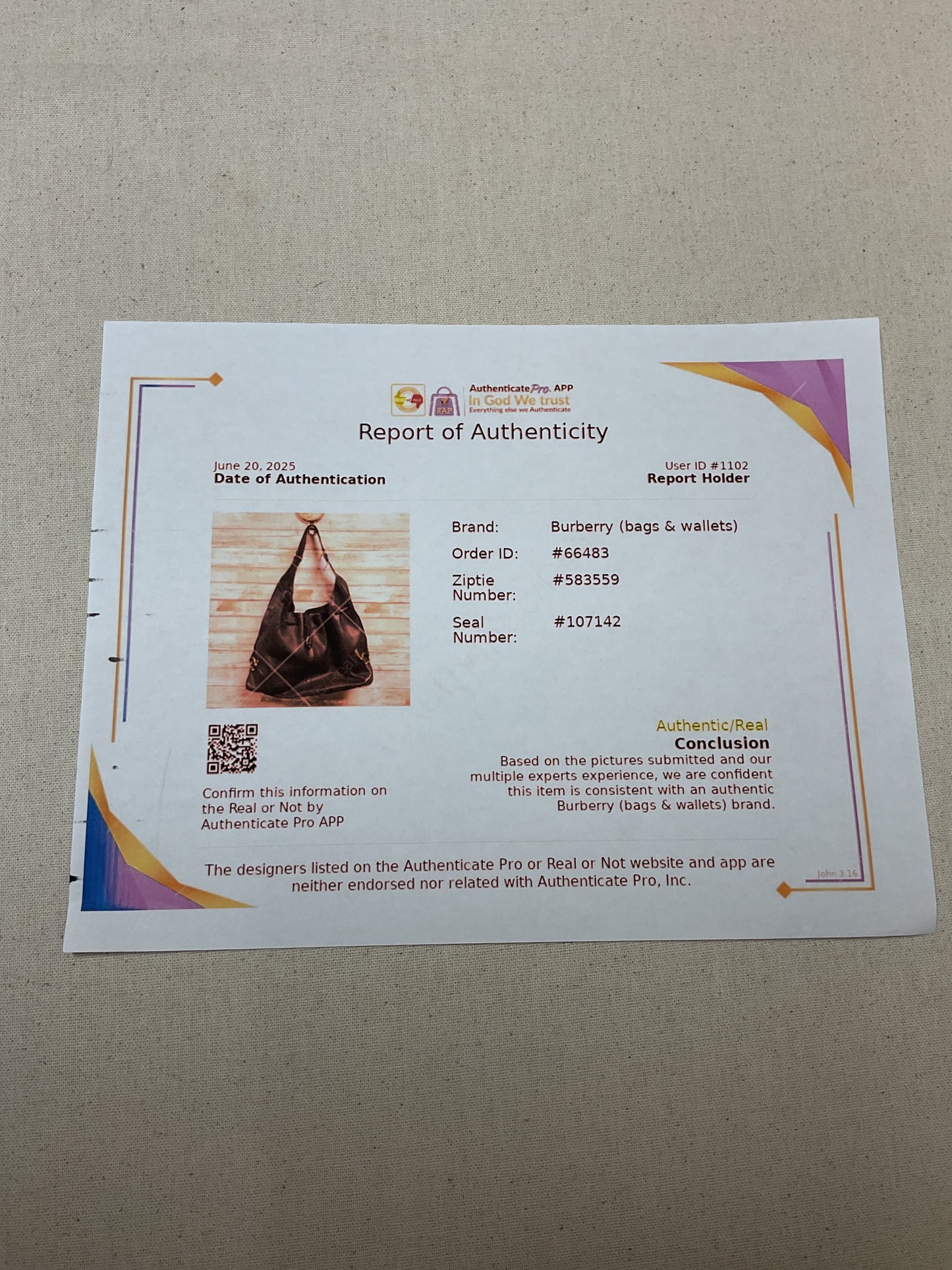 Handbag Luxury Designer By Burberry In Brown, Size:Large