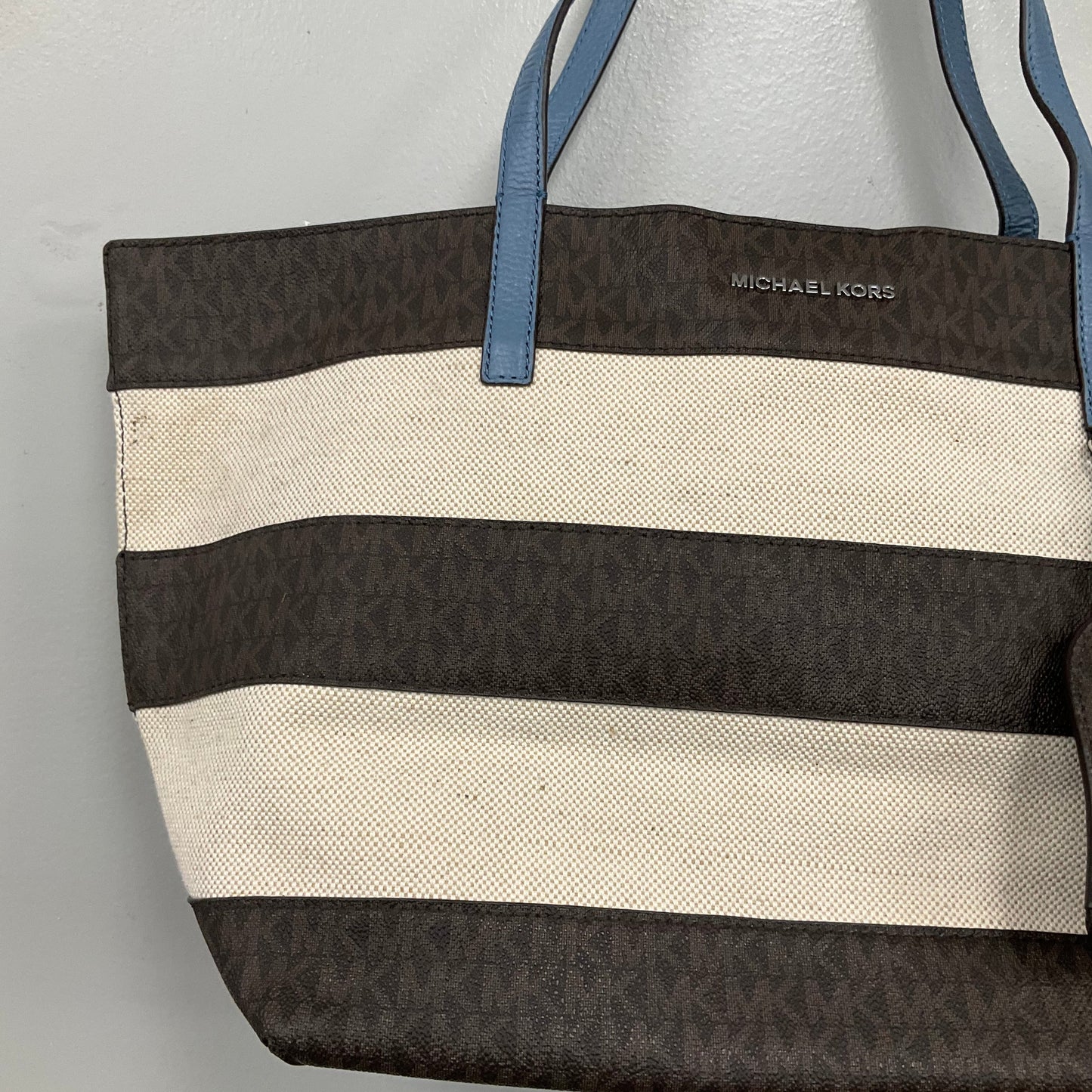 Tote Designer By Michael Kors In Striped Pattern, Size:Large