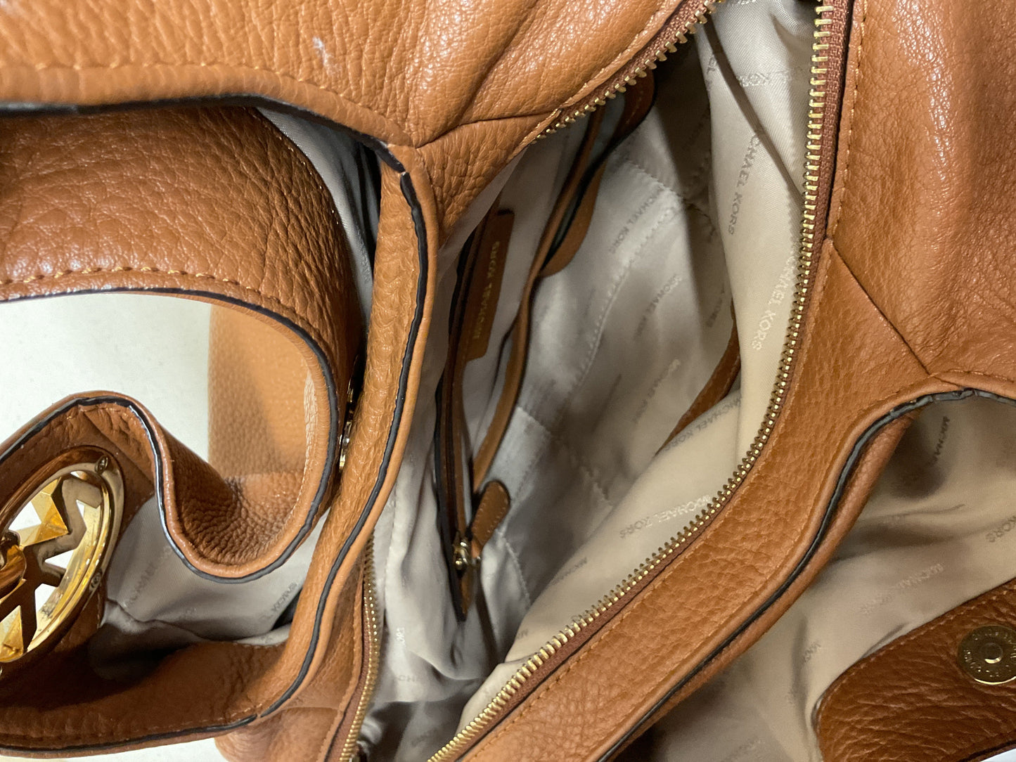 Handbag Designer By Michael Kors In Brown, Size:Medium