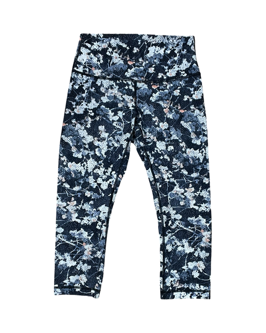 Athletic Leggings By Lululemon In Blue & Cream, Size:M