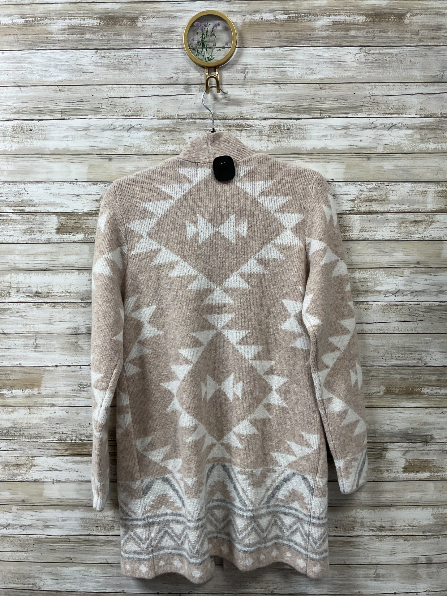 Sweater Cardigan Designer By Frye In Tan & White, Size:S