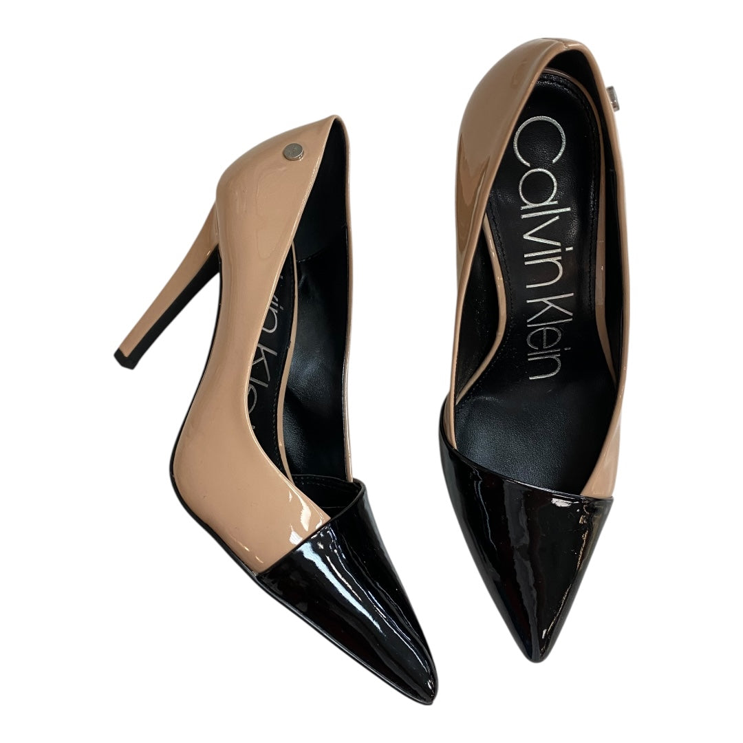 Shoes Heels Stiletto By Calvin Klein In Black & Cream, Size:6