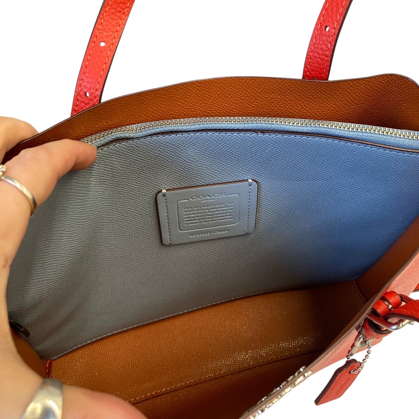 Handbag Designer By Coach In Orange, Size:Small