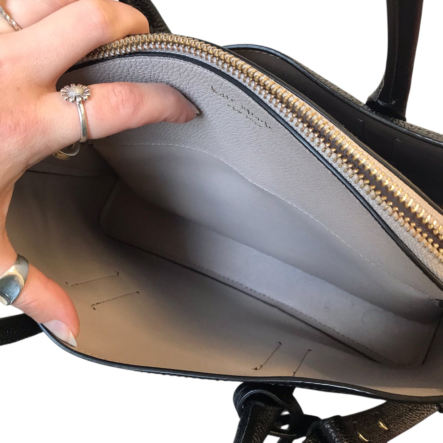 Handbag Designer By Kate Spade In Black & Tan, Size:Medium