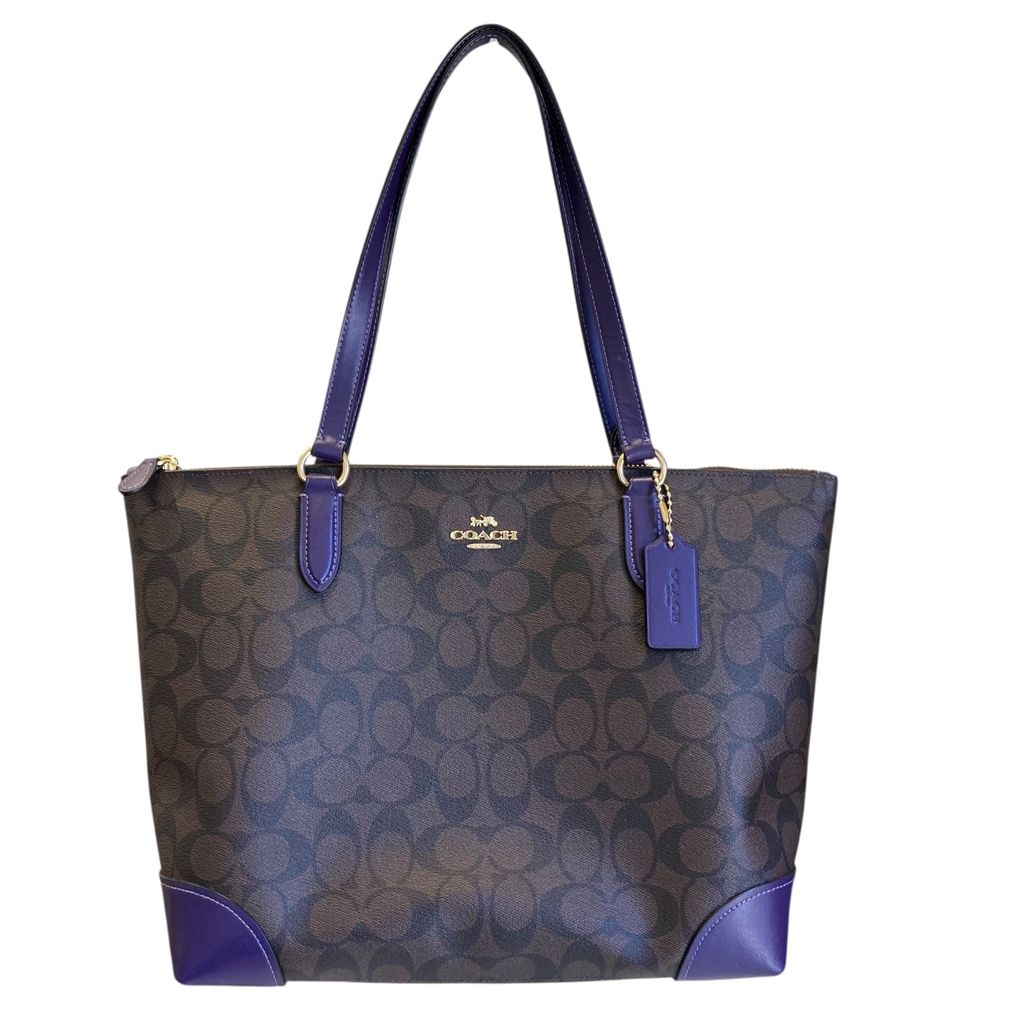 Handbag Designer By Coach In Brown & Purple, Size:Medium